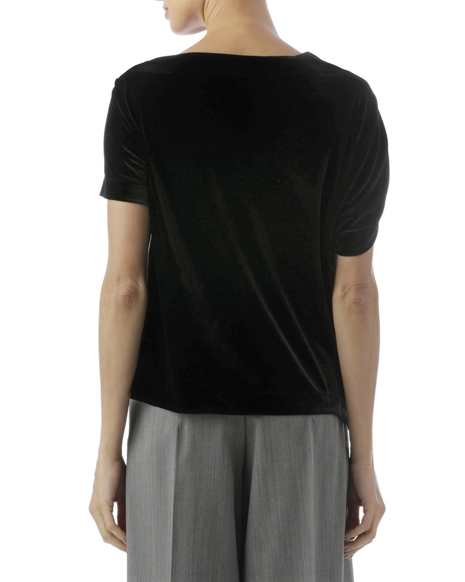 camiseta drapeado lateral preto
