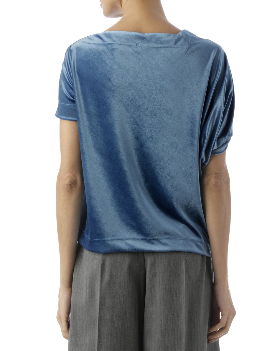 camiseta drapeado lateral azul