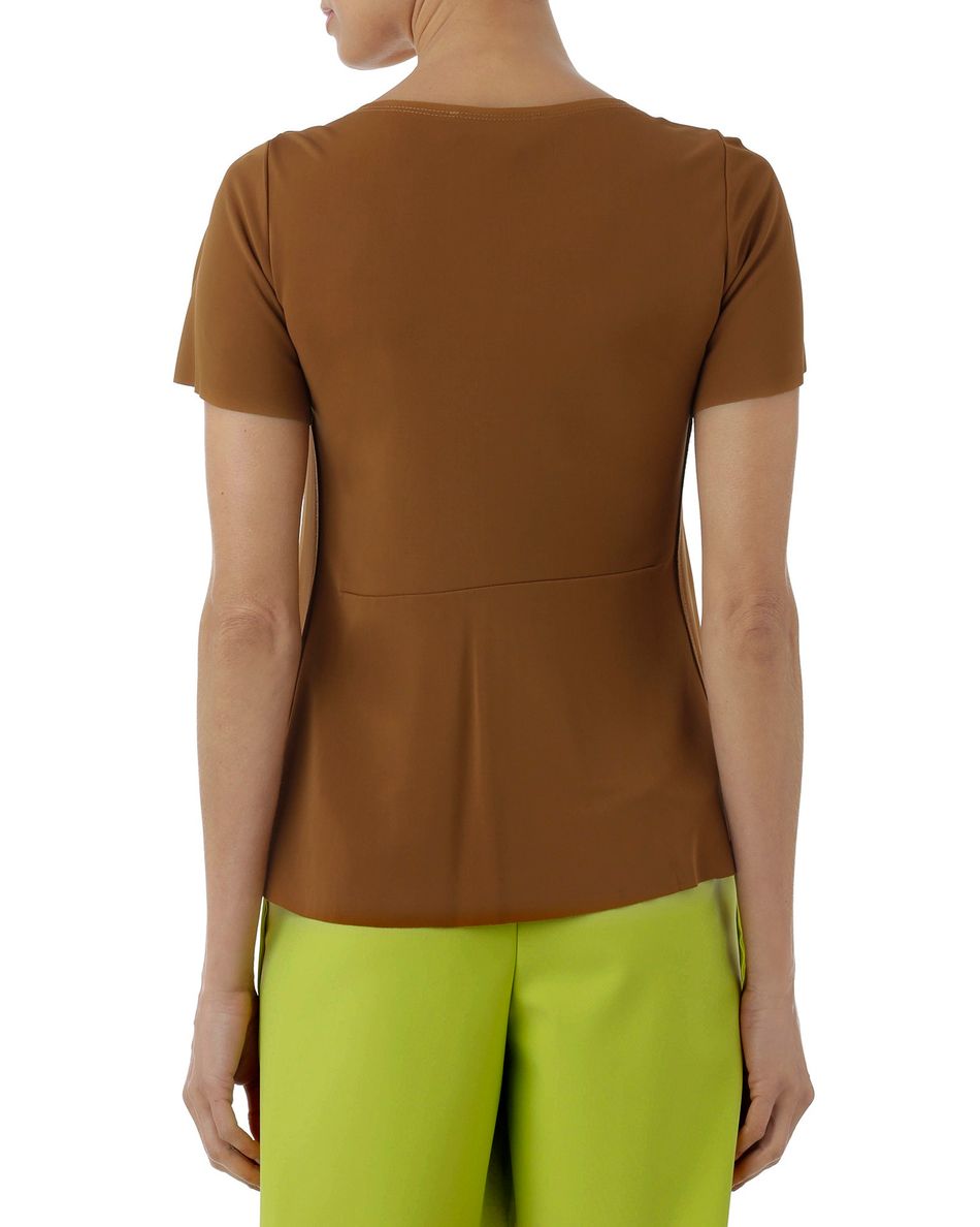 Blusa prega decote marrom