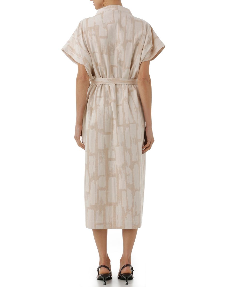 Vestido transpasse jacquard bege