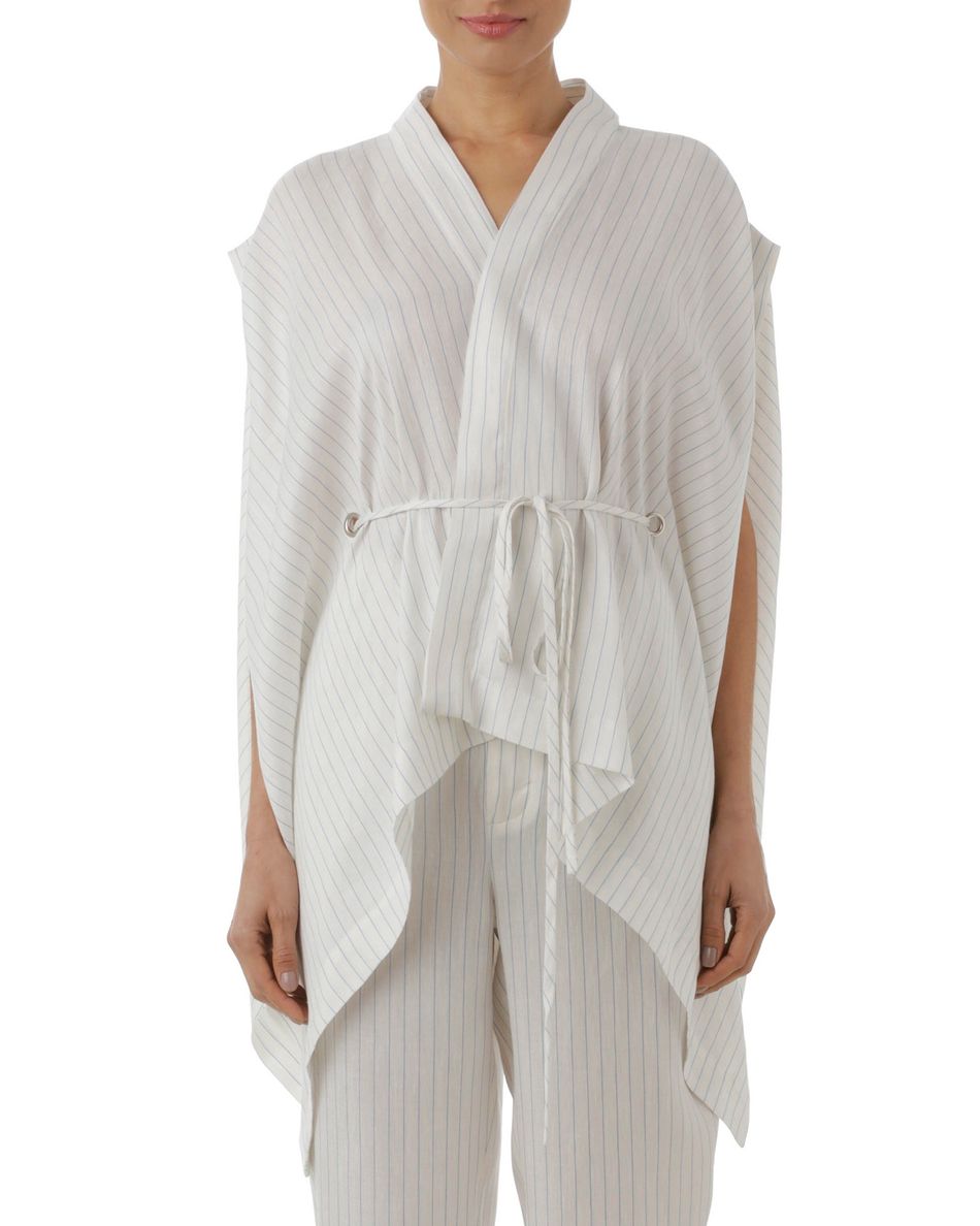Blusa quimono ampla Branco Listrado