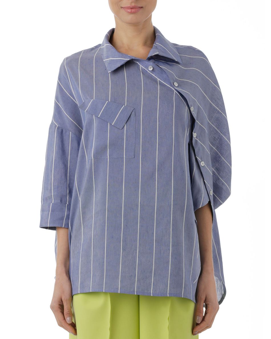 Camisa vista diagonal azul listrado