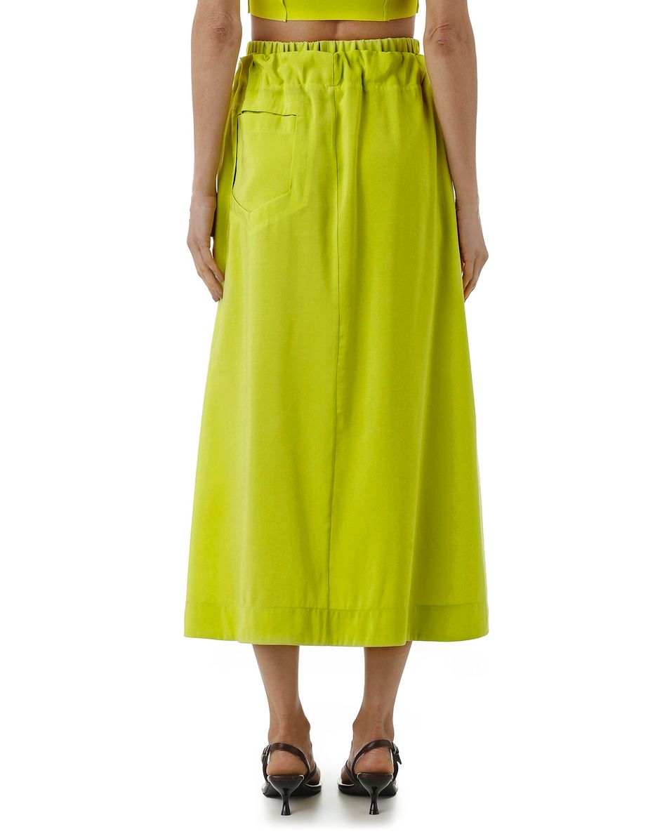 Saia evasê cós duplo amarelo limão