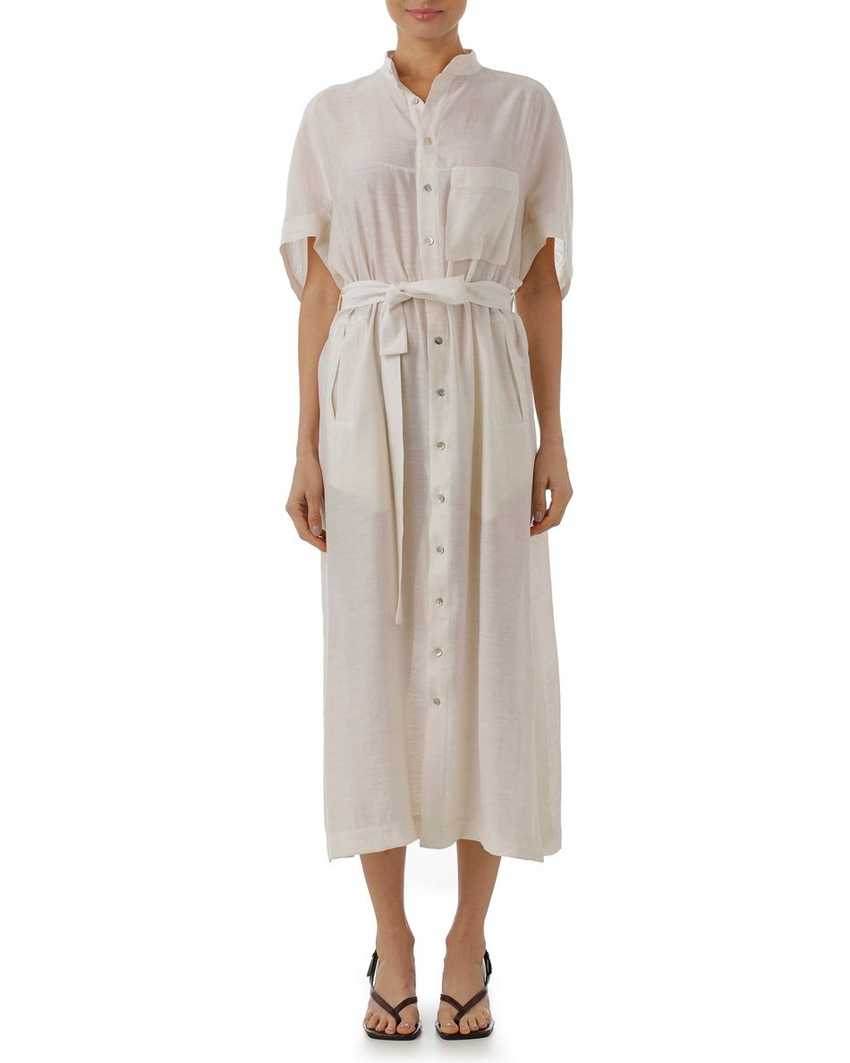Vestido chemise gola padre Natural
