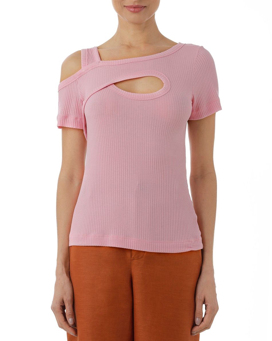 Camiseta vazada Rosa