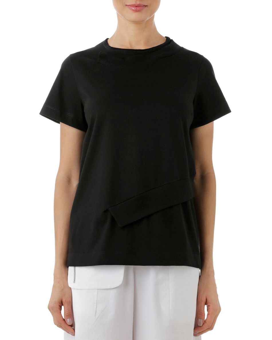 Camiseta ribana deslocada preto