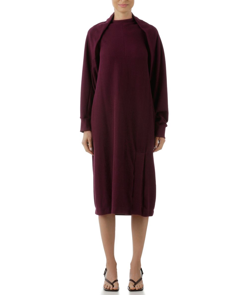 Vestido Mangas Destacáveis Bordô