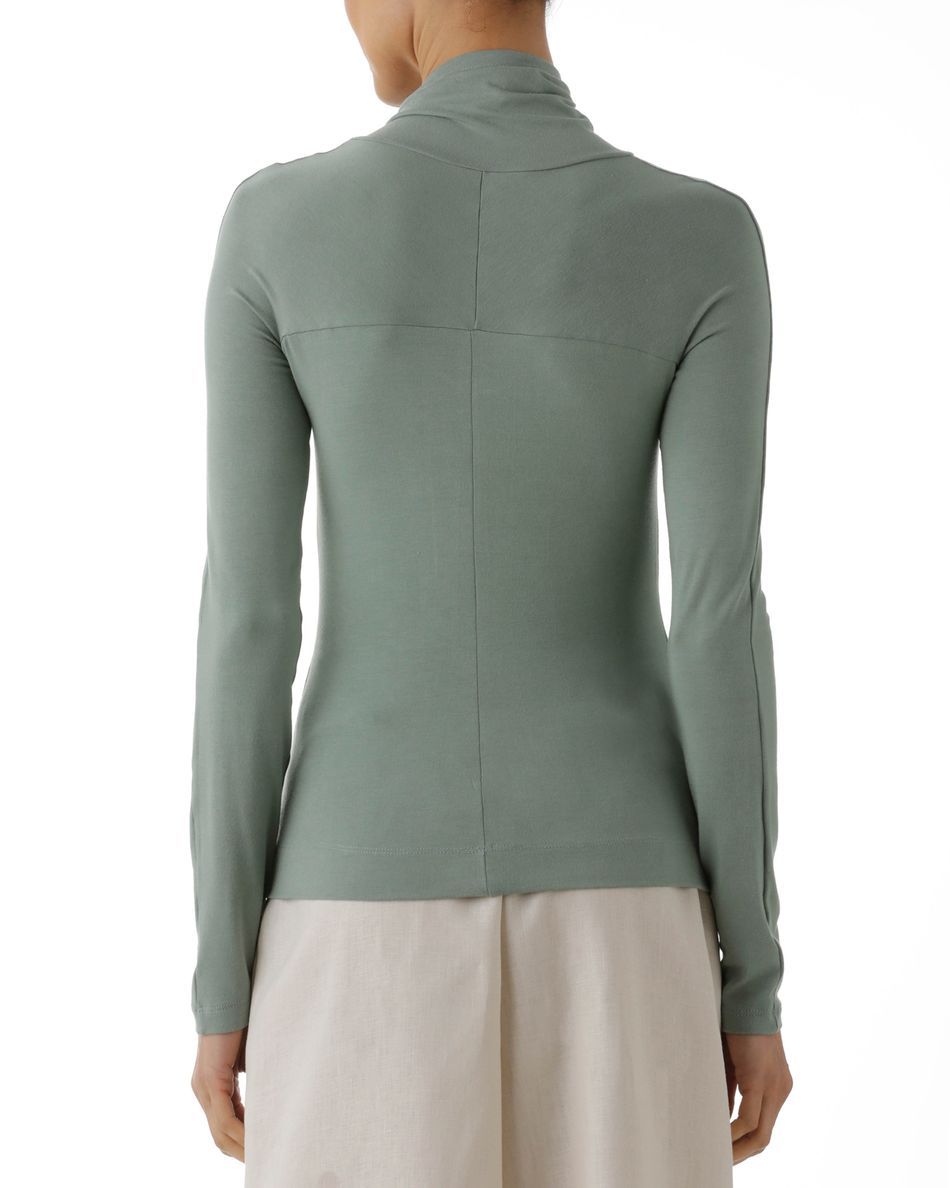 Blusa Decote Drapeado Manga Longa Verde