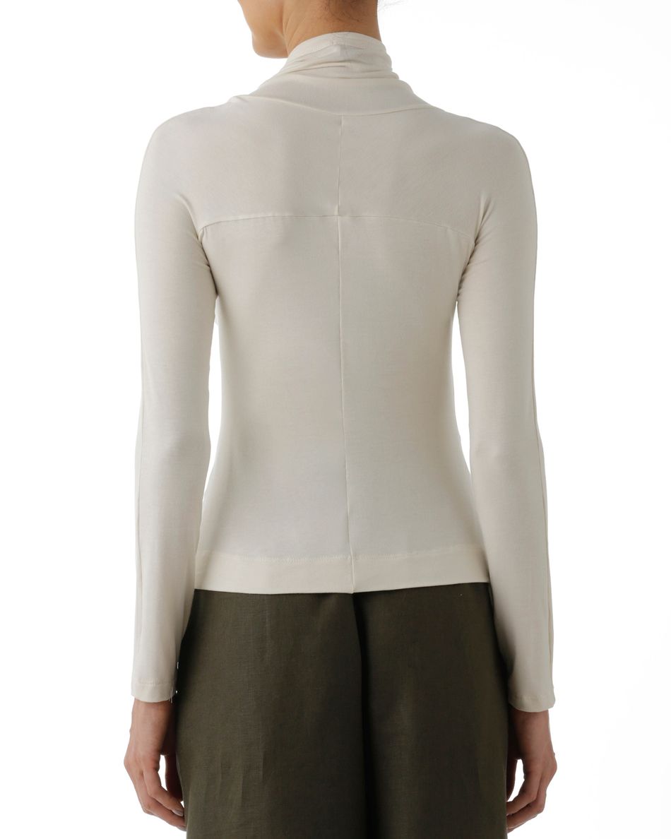 Blusa Decote Drapeado Manga Longa Off White
