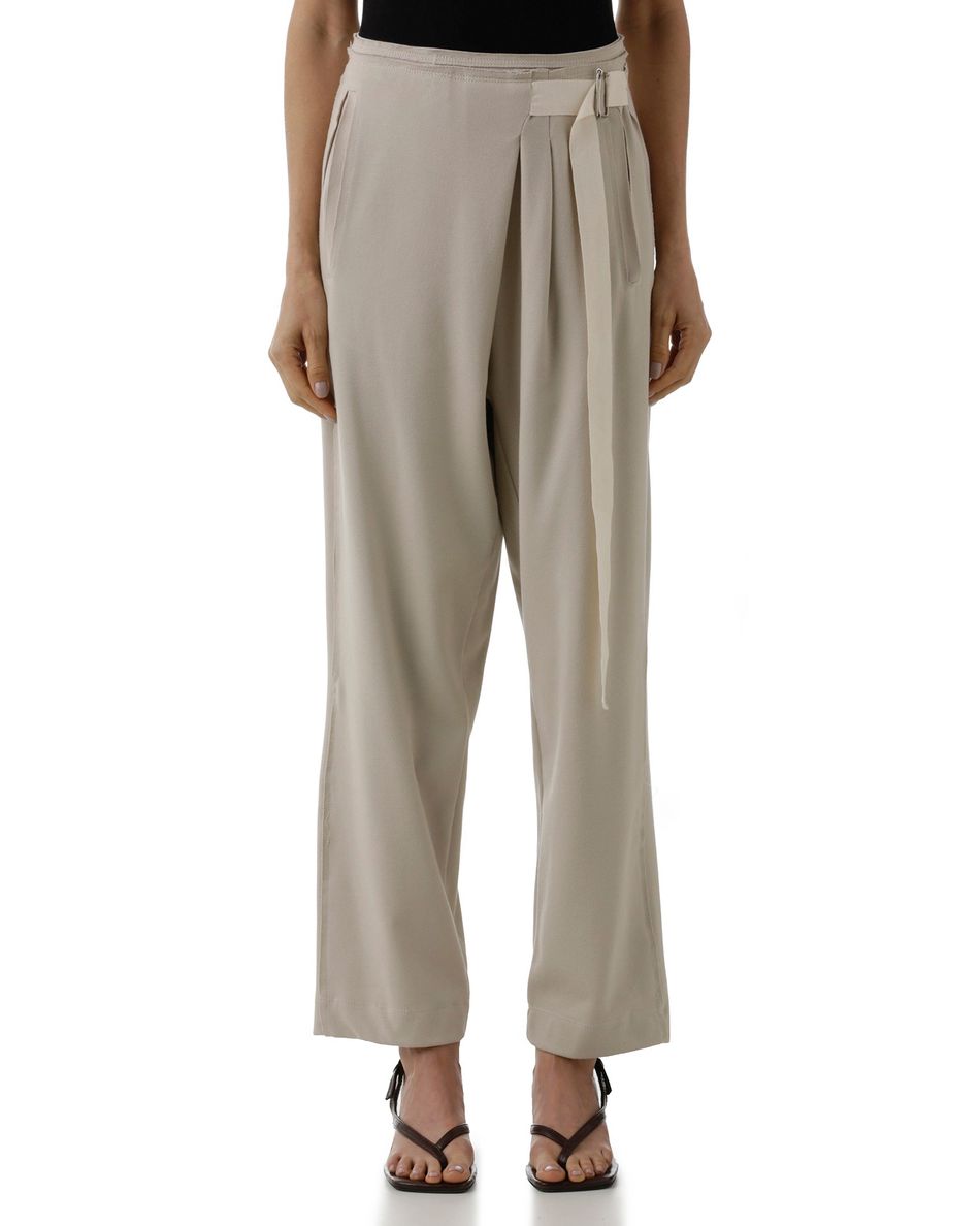Calça Saruel Com Transpasse Bege