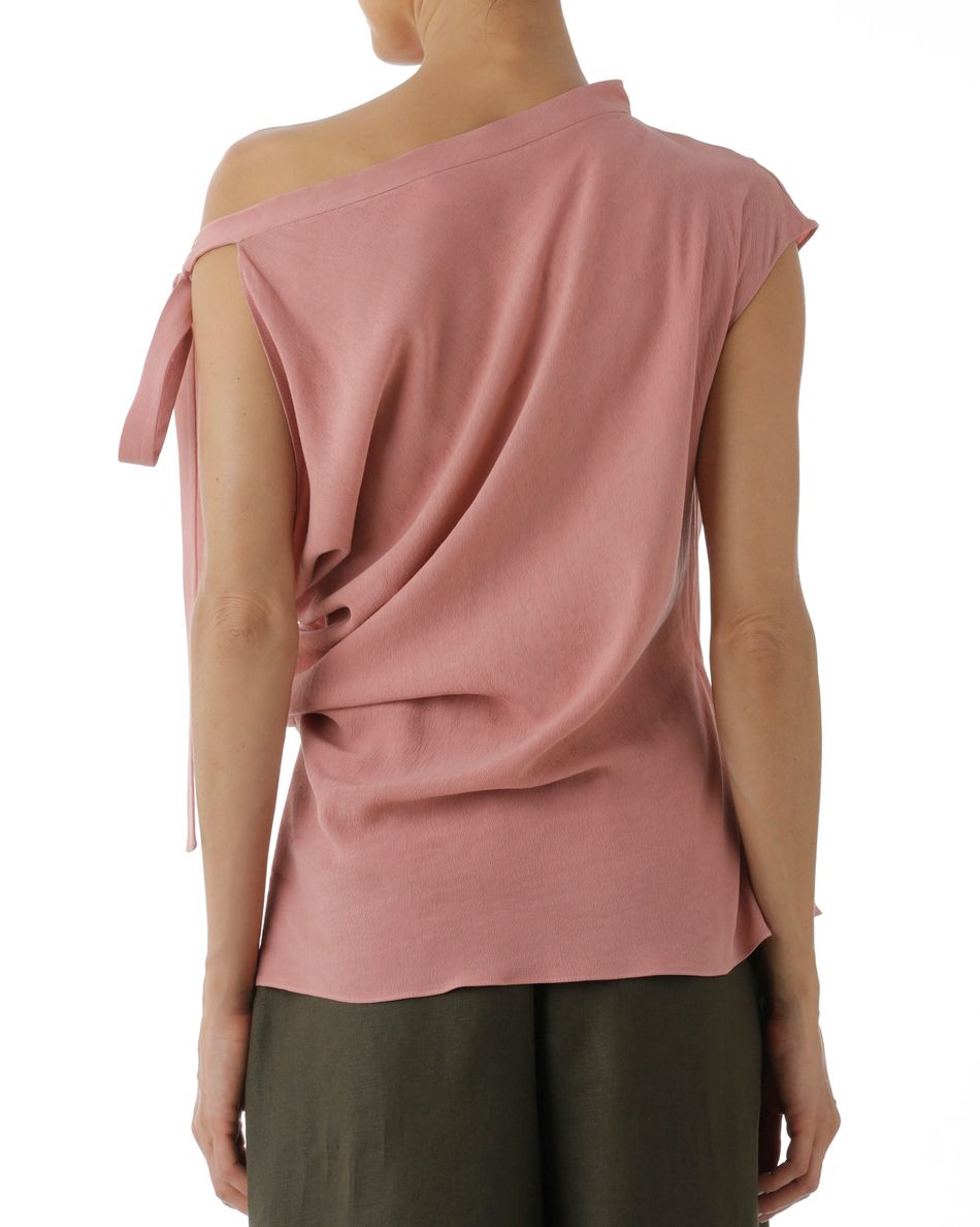 Blusa Laço com Drapeado Rosa