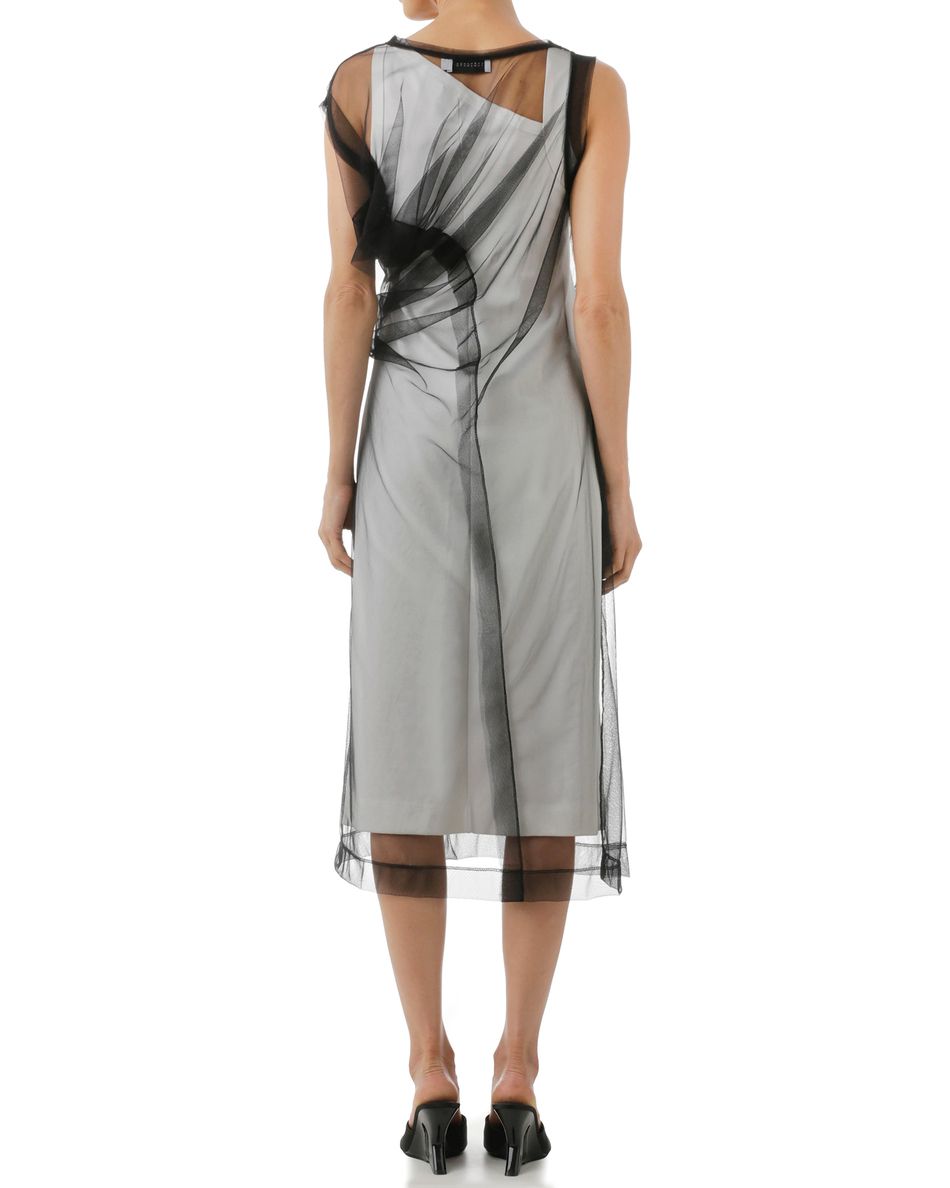 Vestido Tule Drapeado Preto