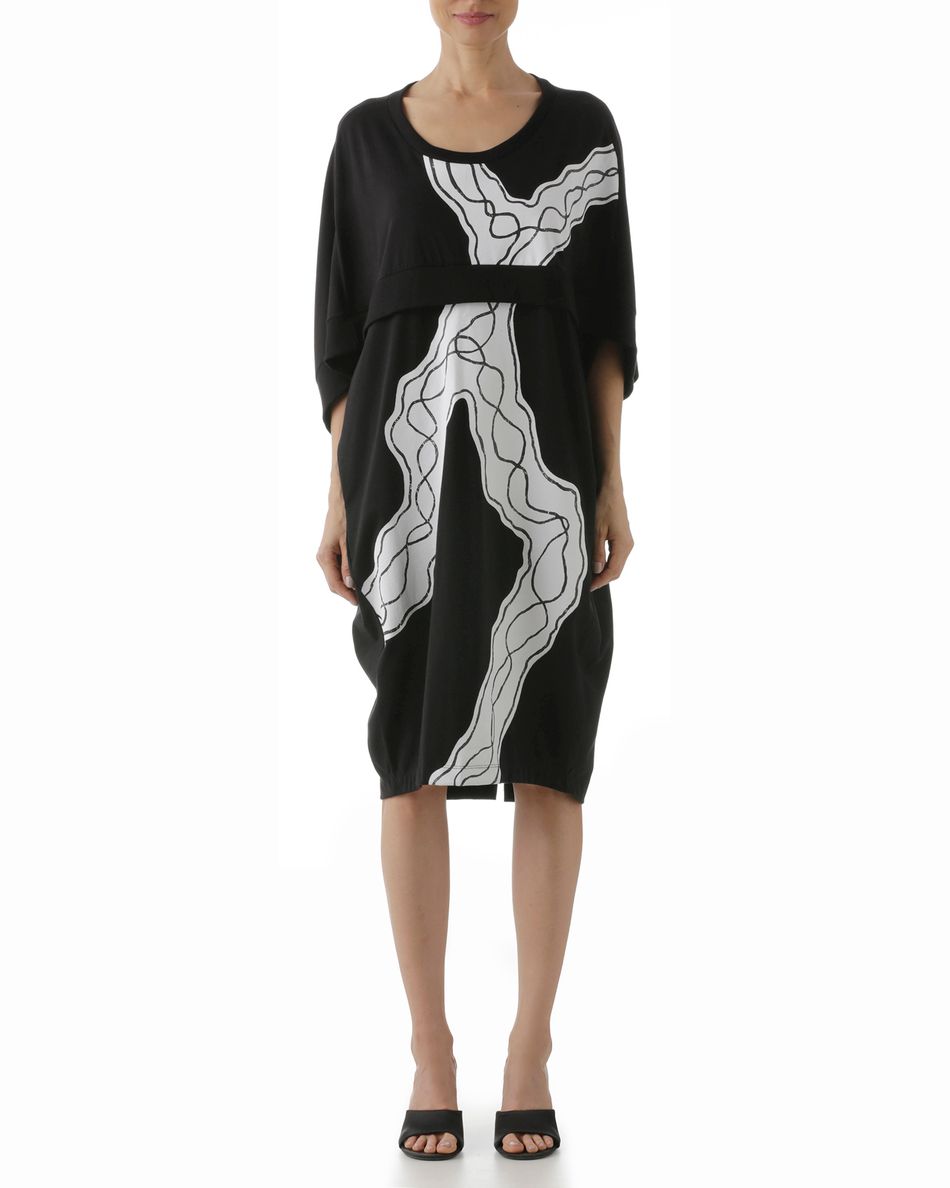 Vestido Geométrico Caminhos Preto