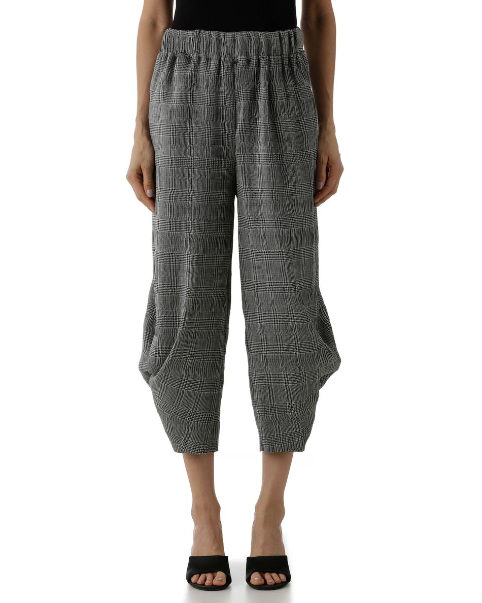 Calça Plissada Nó Lateral Xadrez