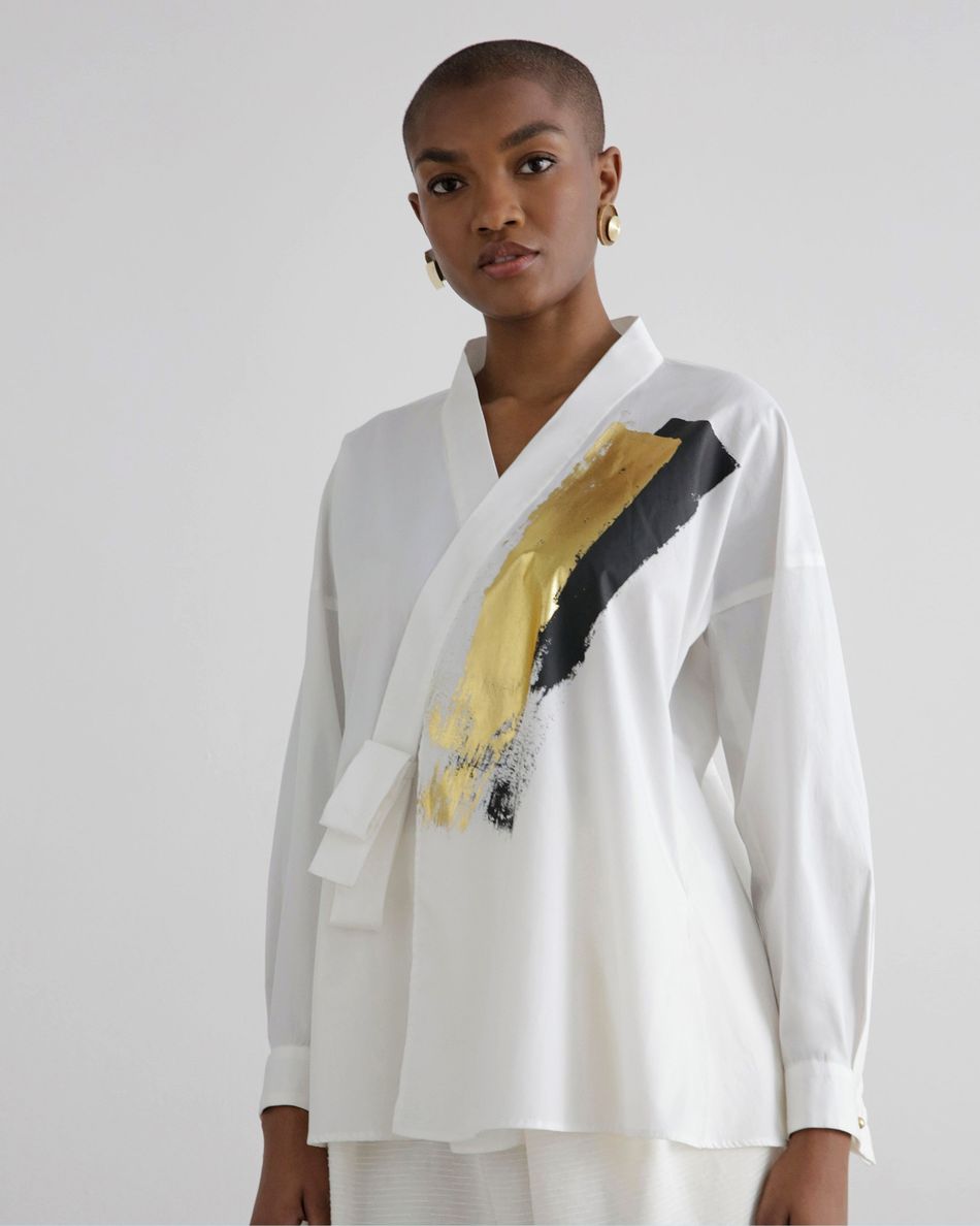 Camisa Quimono Foil Branco
