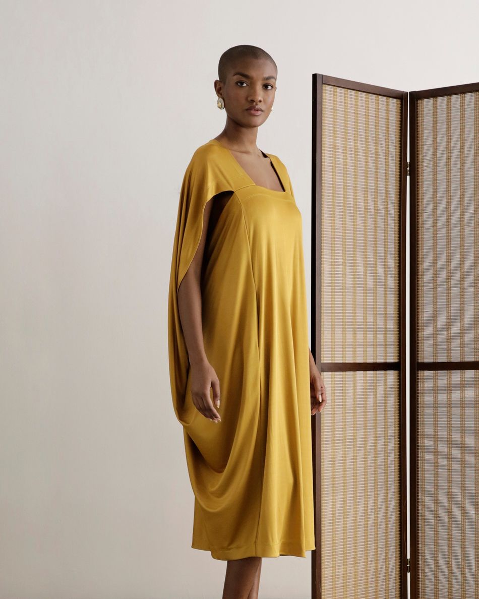 Vestido Hexágono Dourado