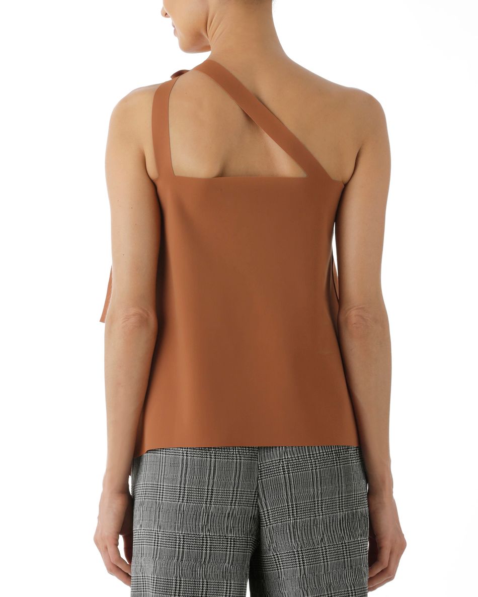Blusa um ombro malha block telha
