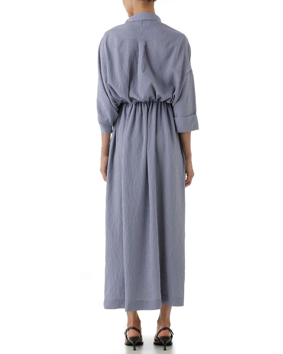 Vestido Vista Diagonal Listrado Azul