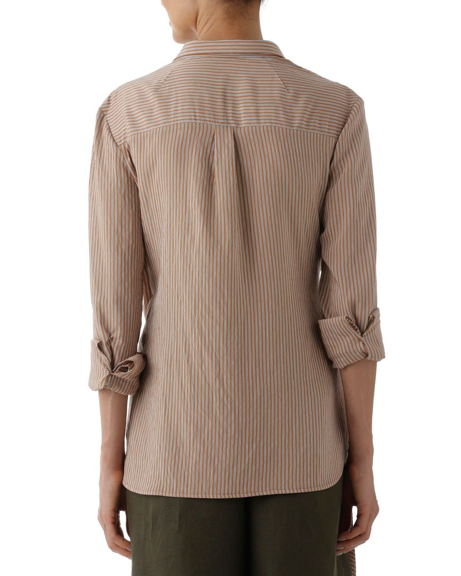 Camisa Transpasse Risca Listrado Marrom