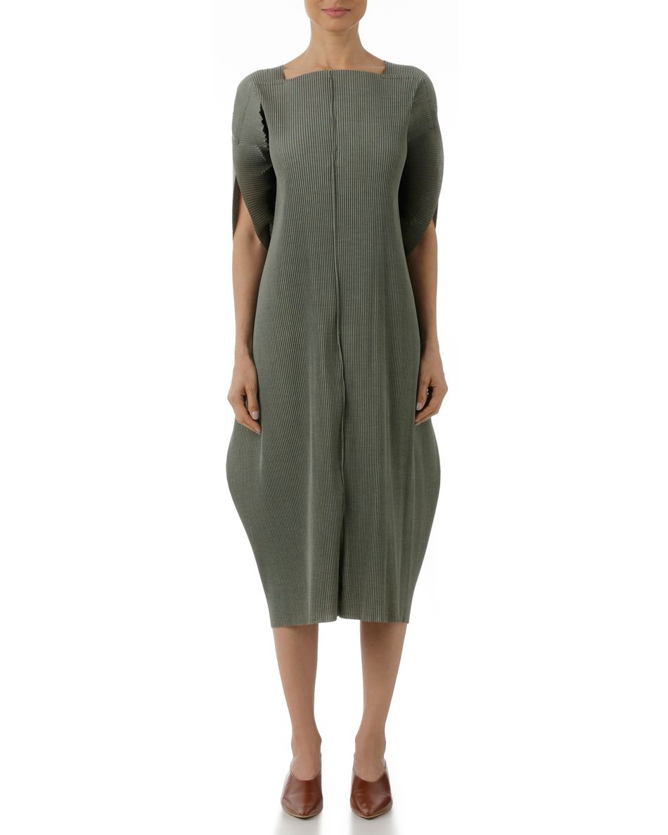 Vestido Diamante Plissado Verde Escuro