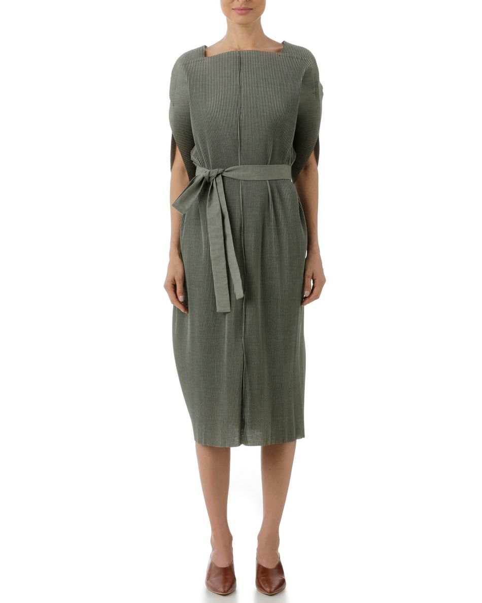 Vestido Diamante Plissado Verde Escuro