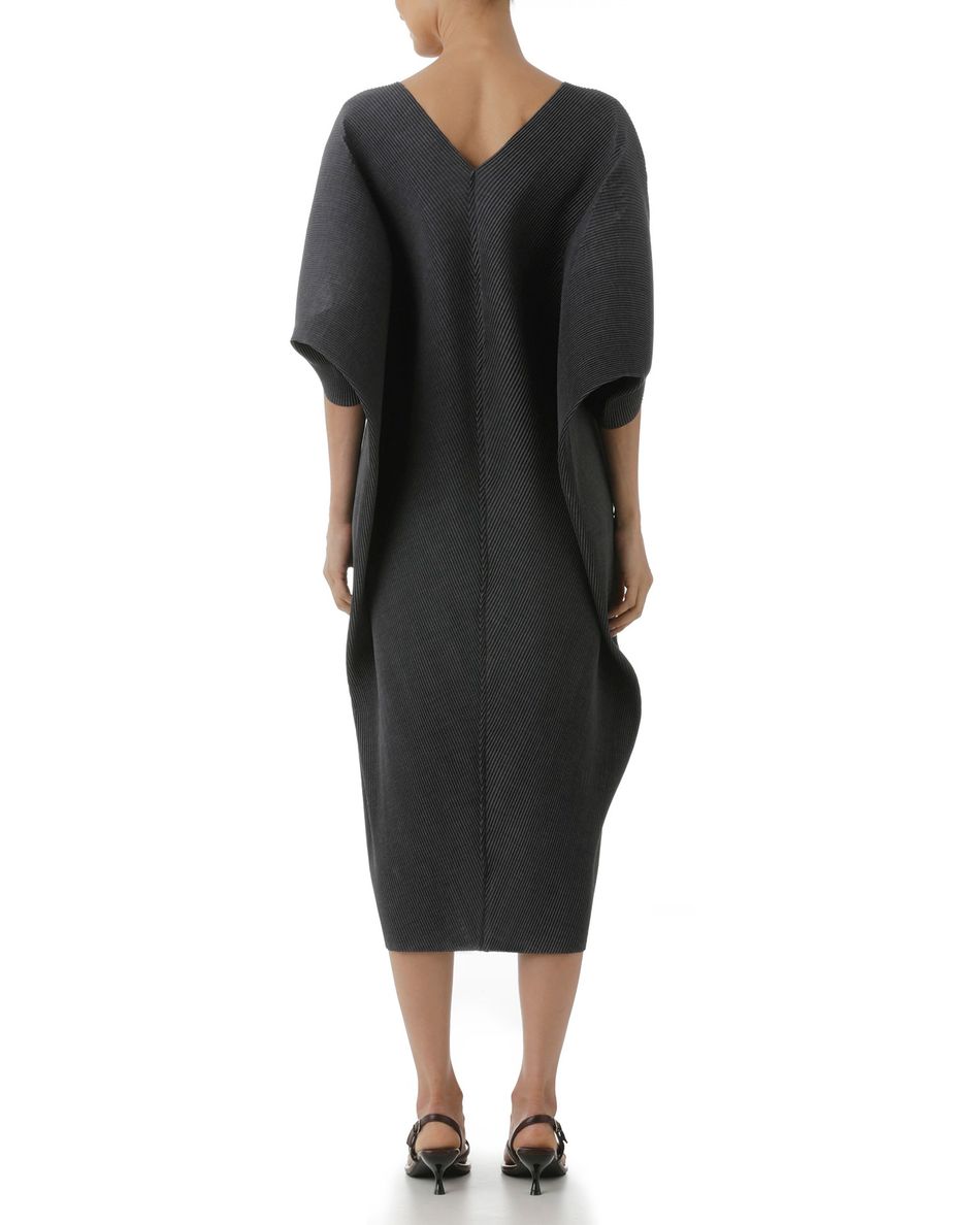 Vestido Diamante Plissado Chumbo