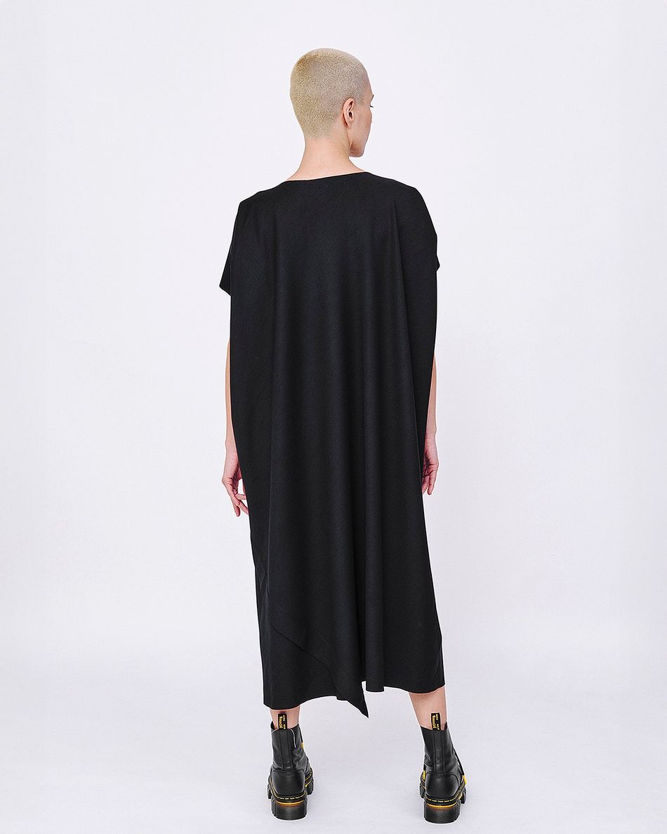 Vestido Envelope Costura Para Fora Preto