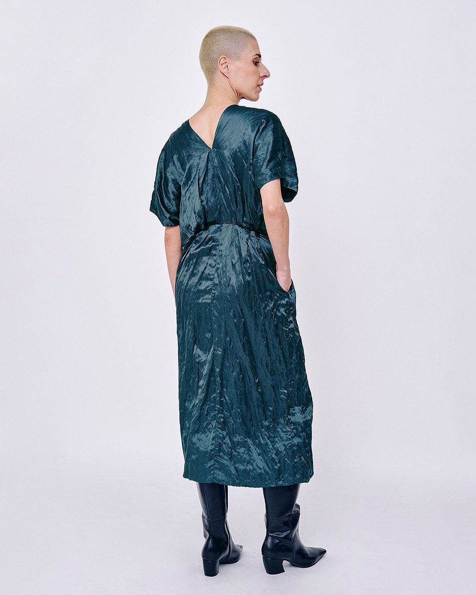 Vestido Retangular Pregas Verde