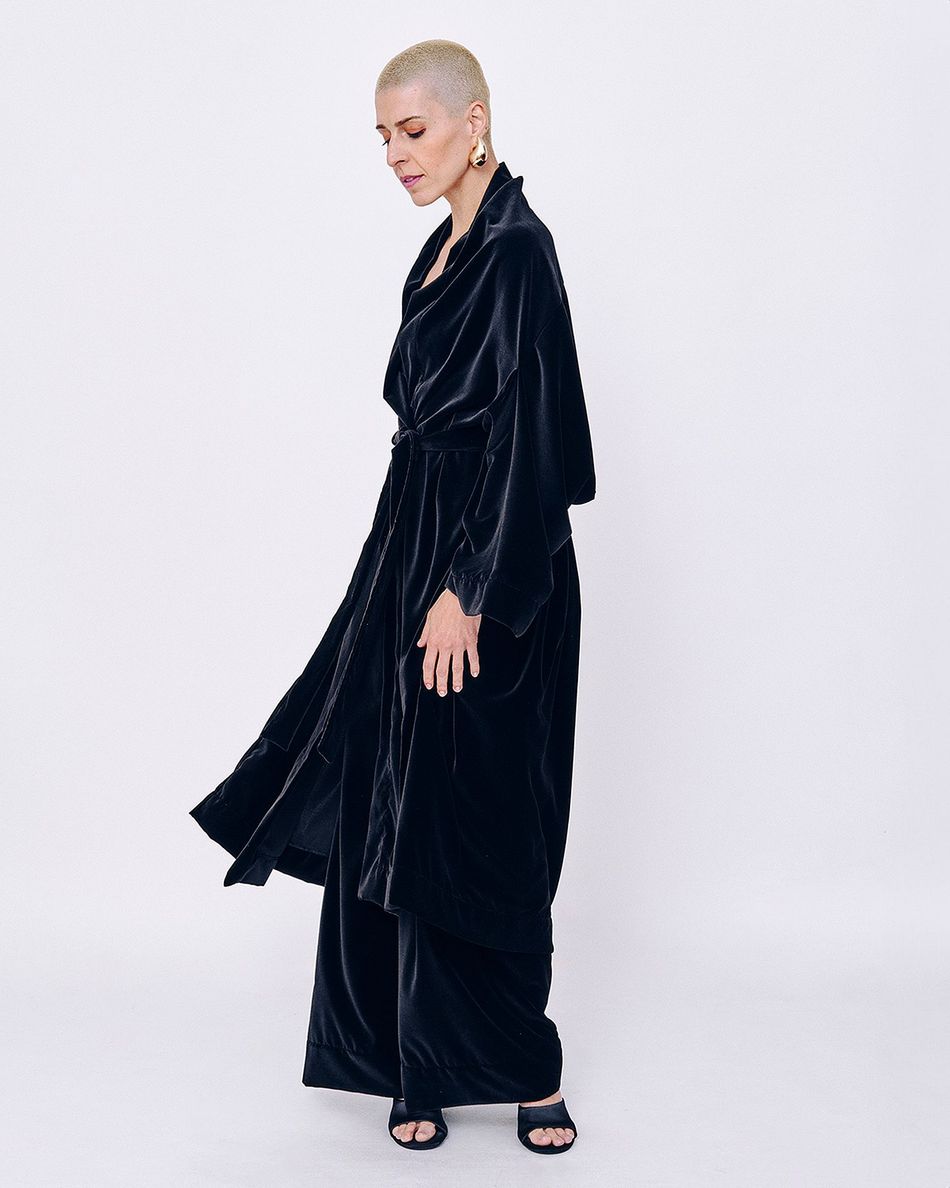 Casaco Vestido Veludo Preto