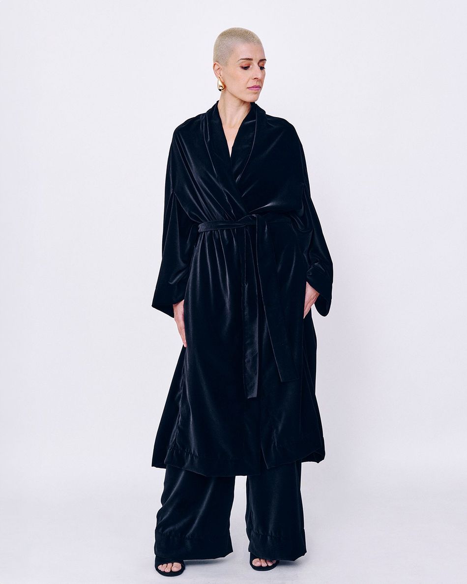 Casaco Vestido Veludo Preto