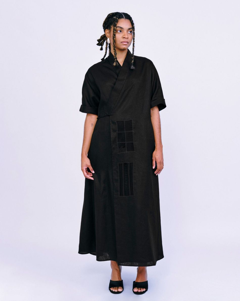 Vestido Renda Transpasse Preto