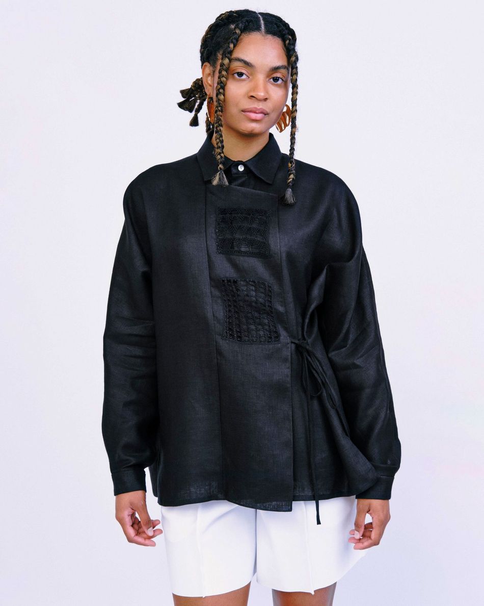 Camisa Renda Aba Preto