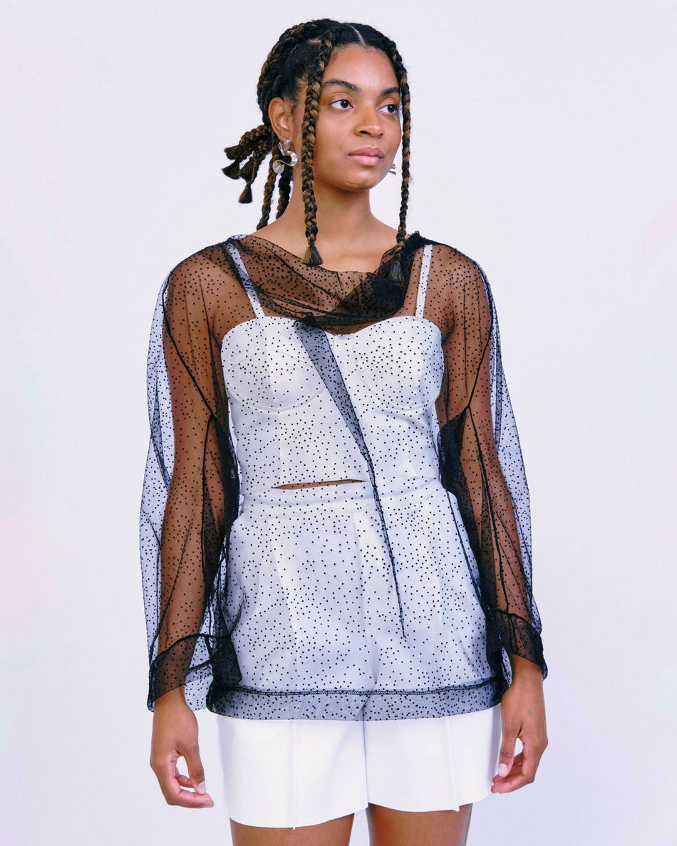 Blusa Tule Mini Bolinhas