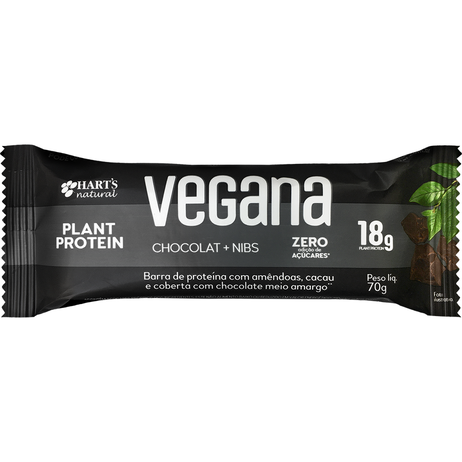 Harts Natural Barra De Proteína Vegana Zero Chocolat Nibs 9504