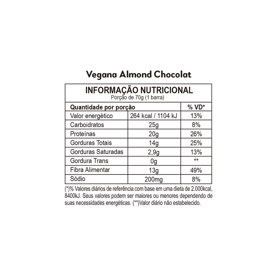 Harts Barra De Proteína Vegana Amêndoas E Chocolate 70 Gramas Pure Blends 1316