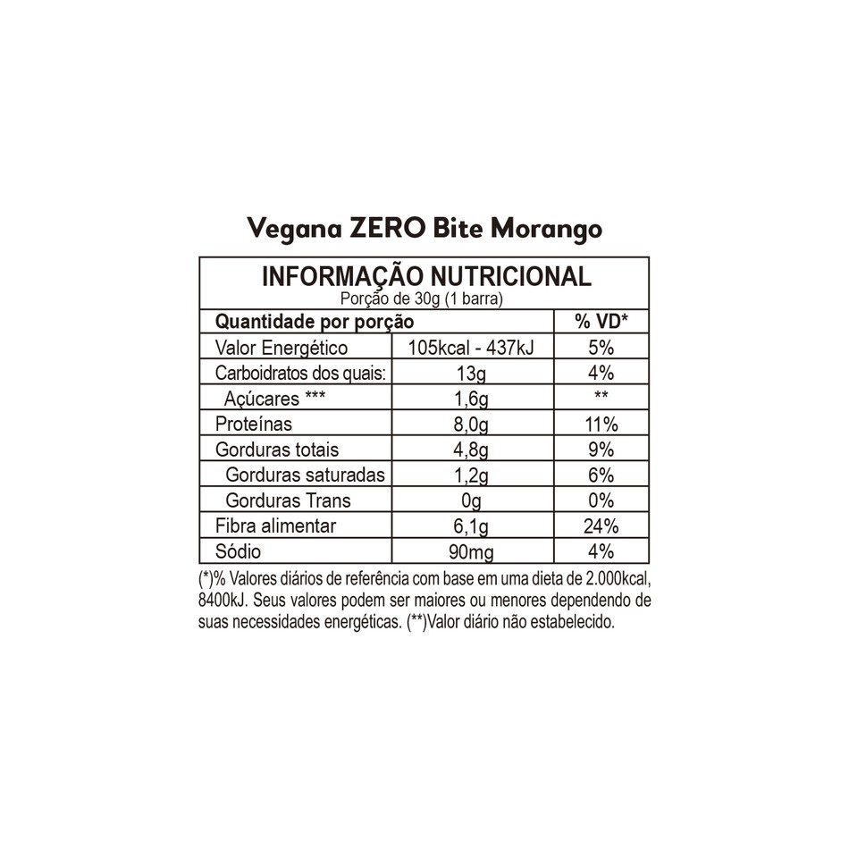Harts Natural Barra De Proteína Vegana Bite Zero Morango Chocolate 5963