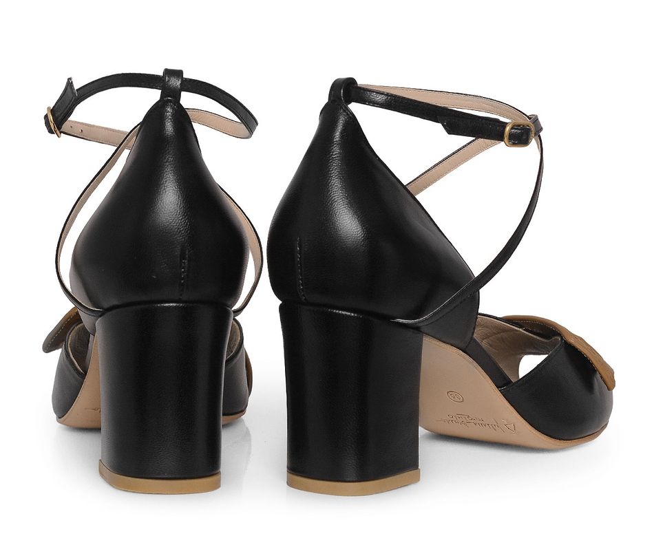 Sandália Alta Janaína - Preto + Fendi  | salto medio 6.5cm