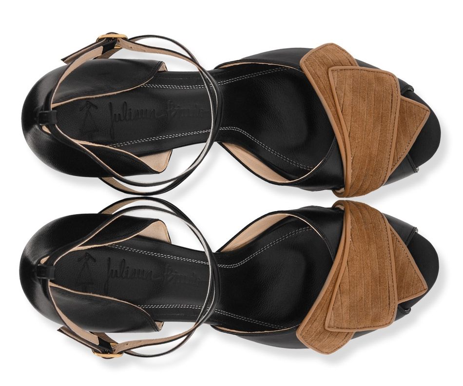 Sandália Alta Janaína - Preto + Fendi  | salto medio 6.5cm