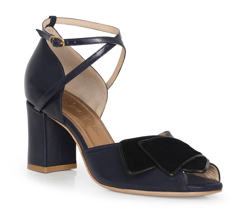 Sandália Alta Janaína - Marinho + Preto  | salto medio 6.5cm