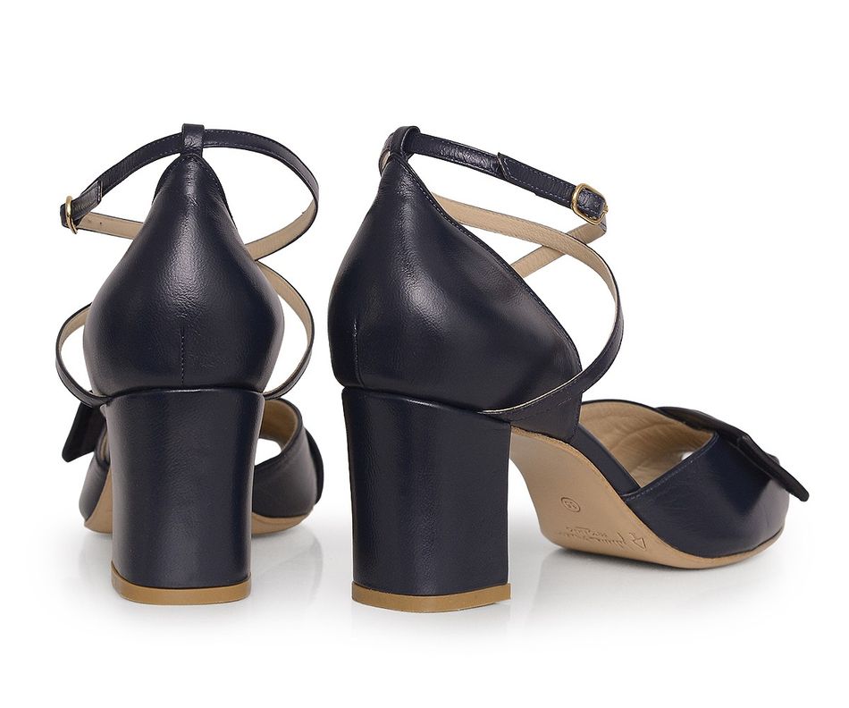 Sandália Alta Janaína - Marinho + Preto  | salto medio 6.5cm