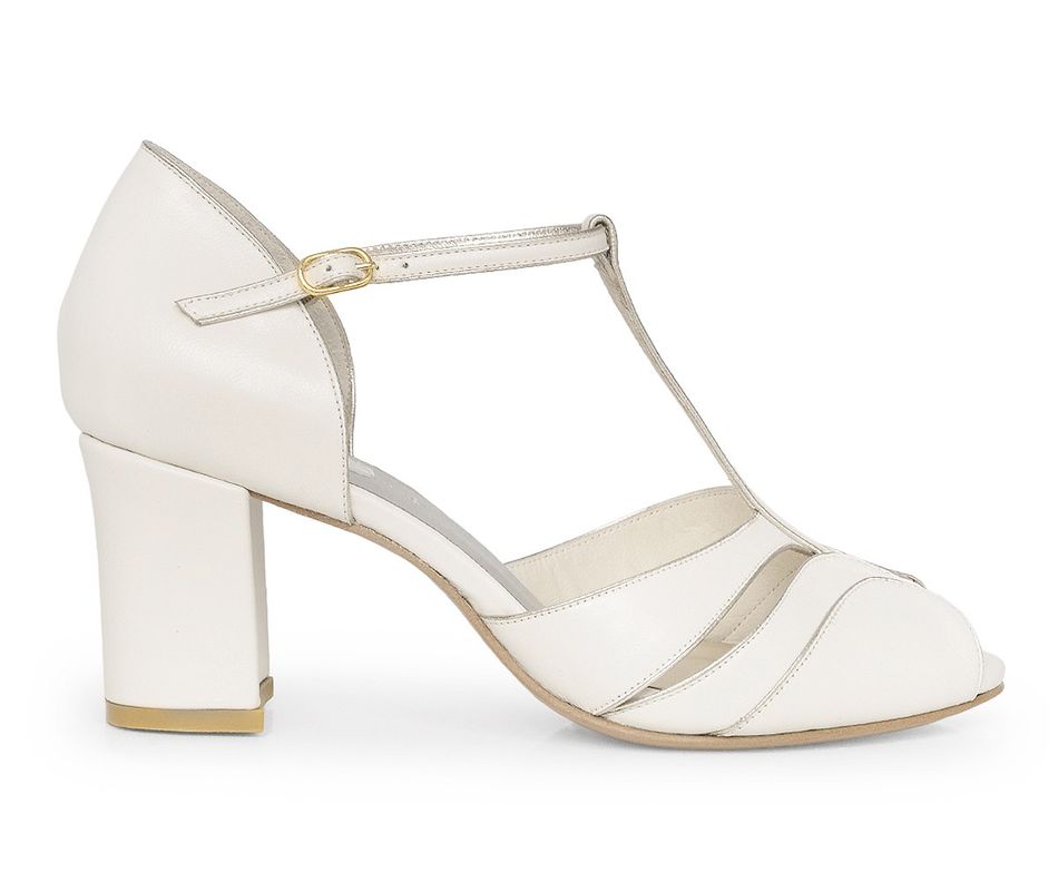 Sandália Luna - Off-White | salto grosso 6.5cm