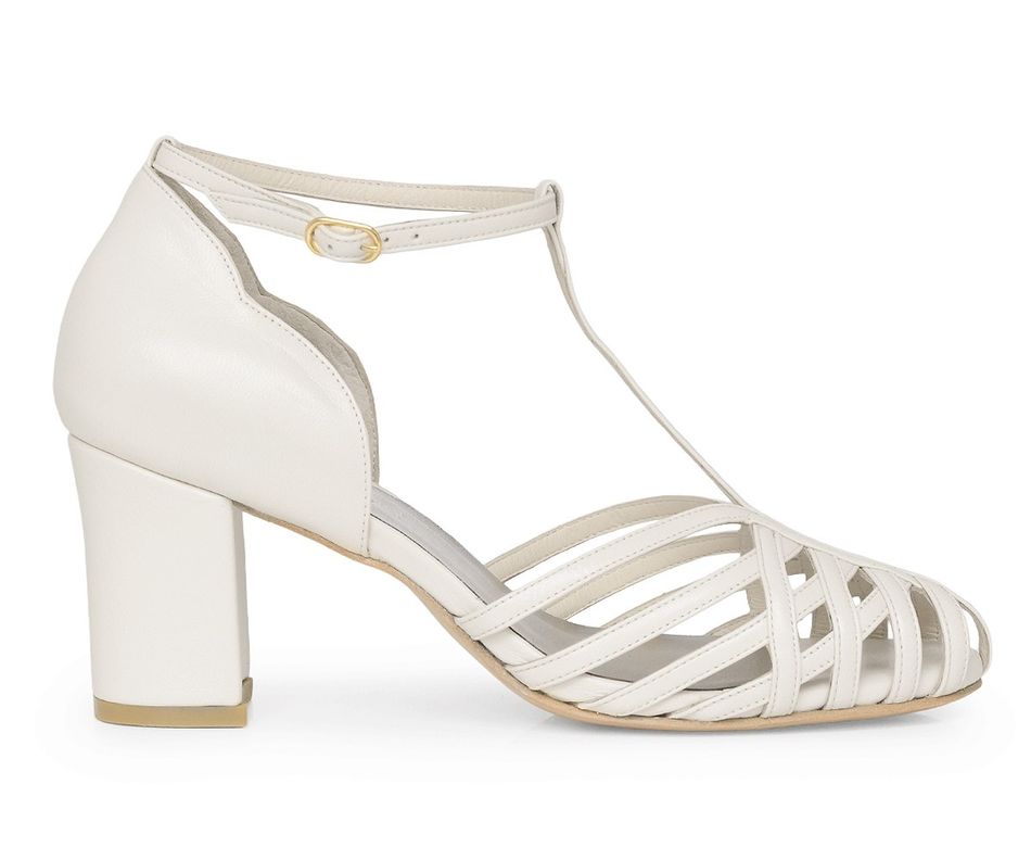 Sandália Mucha - Off-White | salto grosso 6.5cm