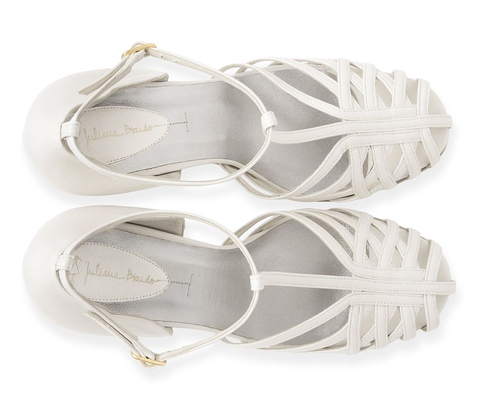 Sandália Mucha - Off-White | salto grosso 6.5cm