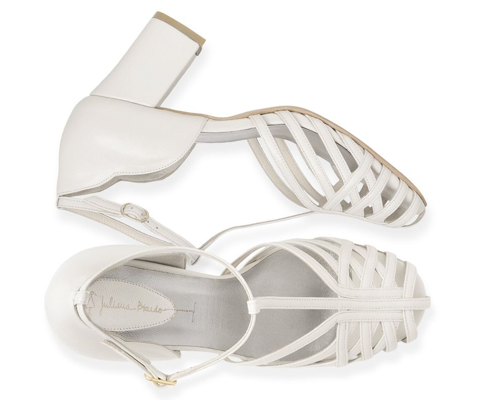 Sandália Mucha - Off-White | salto grosso 6.5cm