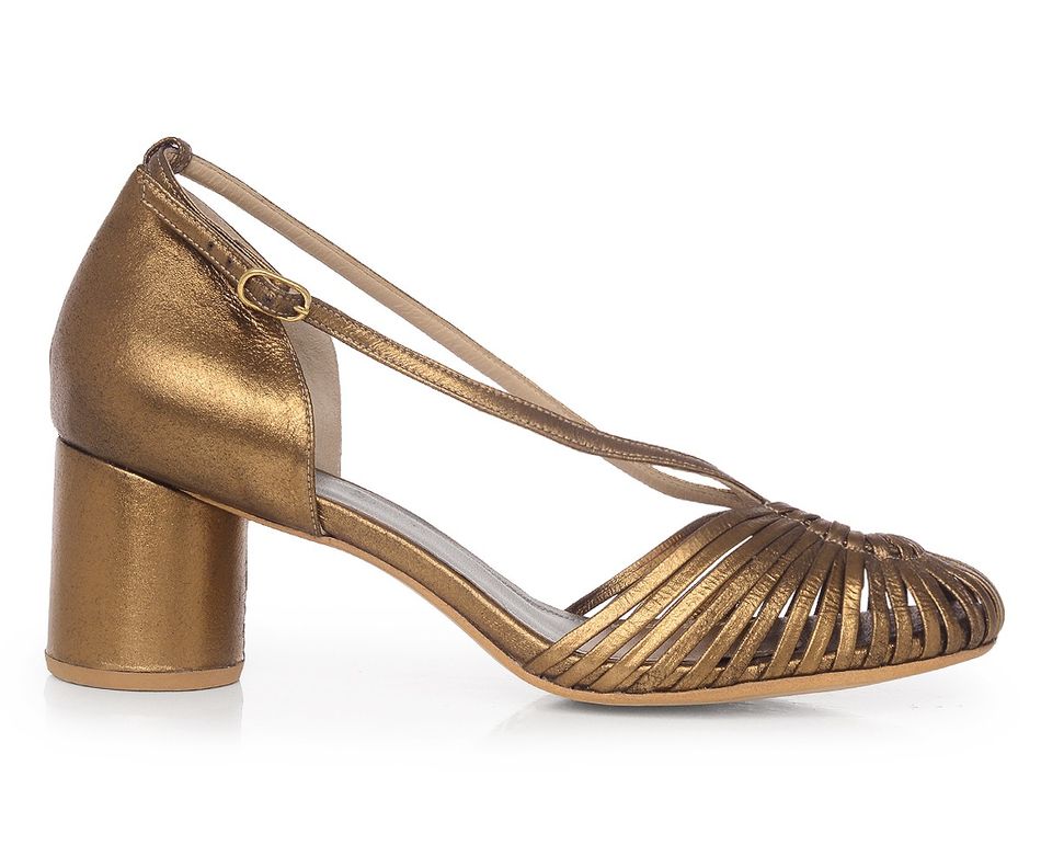 Sandália Patu Alta - Ouro Velho | salto médio 5,5 cm