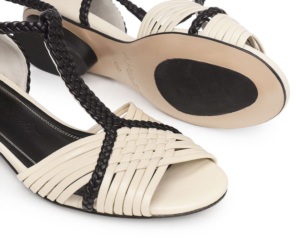 Sandália Baixa Trançado - Off White | salto baixo 2cm