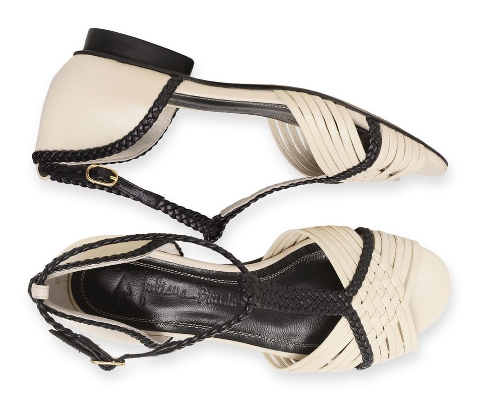 Sandália Baixa Trançado - Off White | salto baixo 2cm