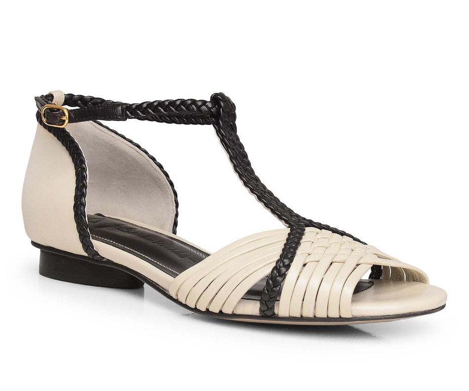 Sandália Baixa Trançado - Off White | salto baixo 2cm
