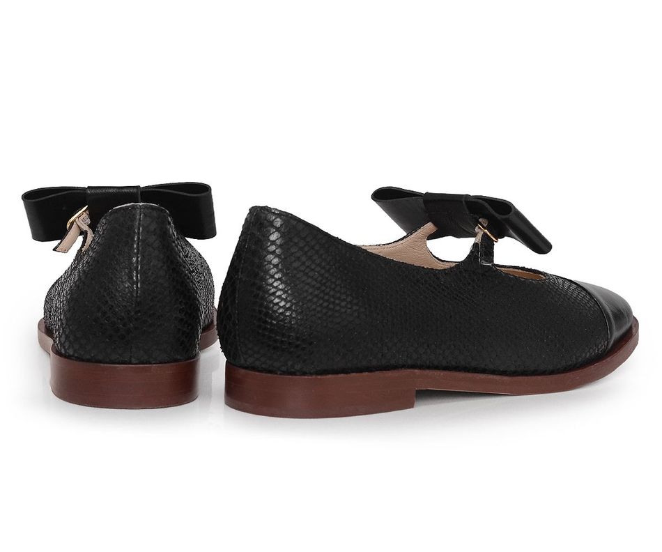 Sapatilha Tie -  Cobra Preto | salto baixo 2.0cm