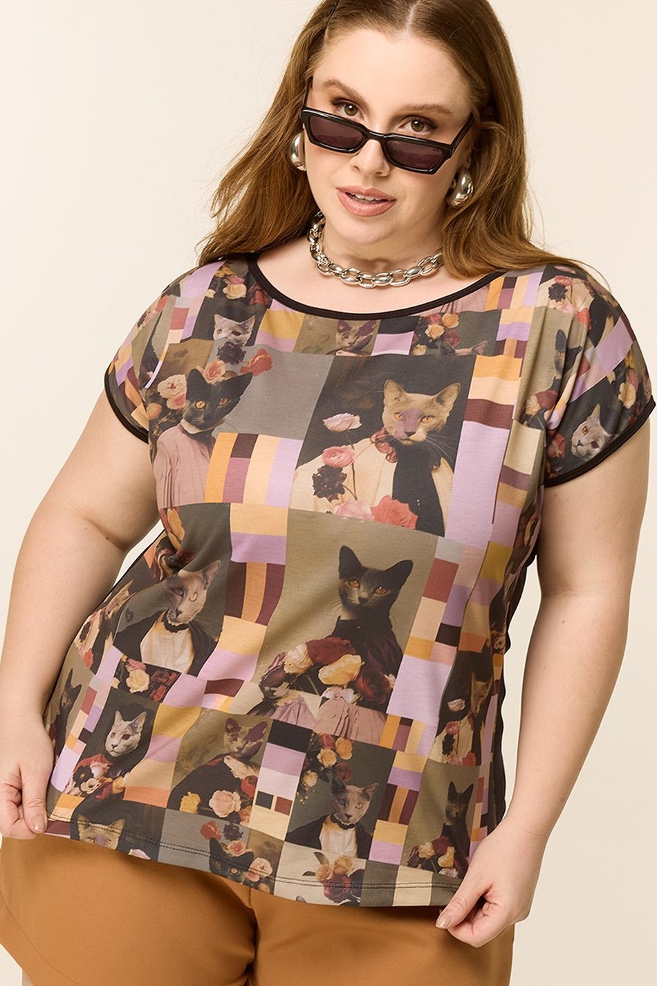 BLUSA DNA GATOS FLORAIS